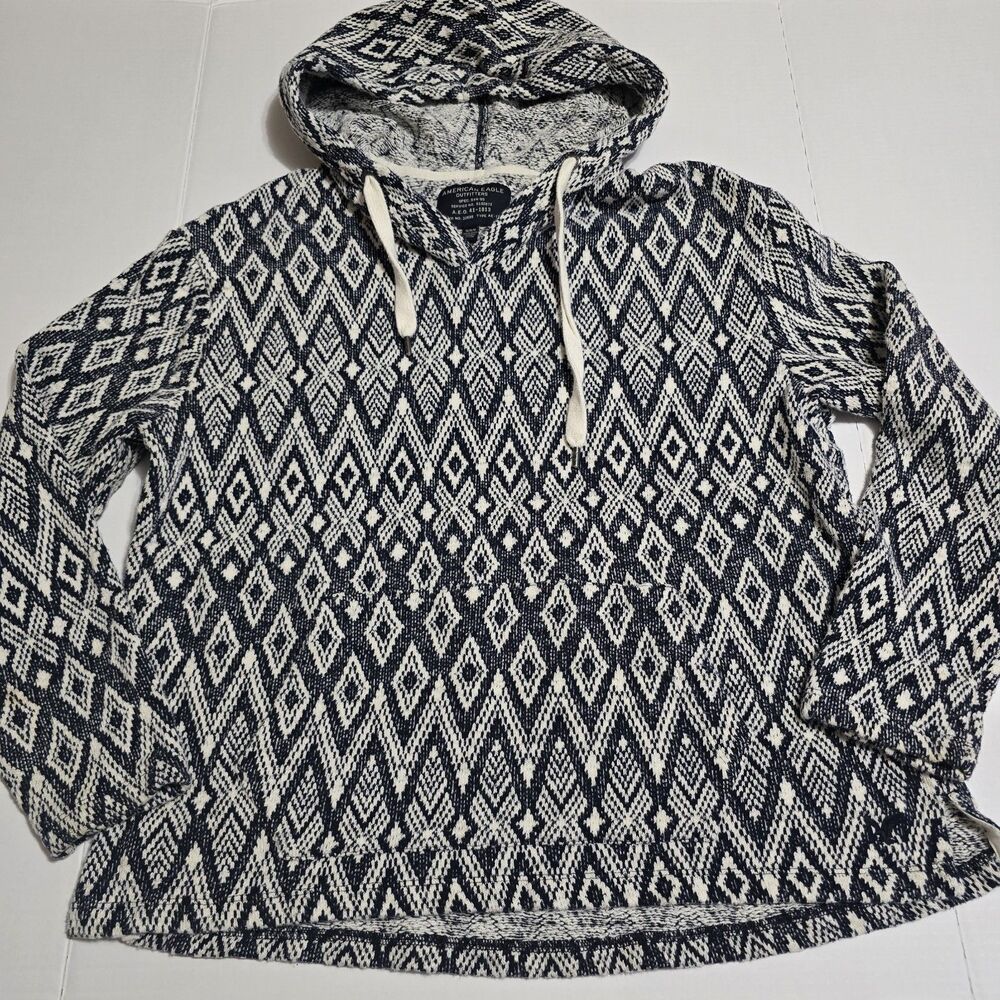 American Eagle Outfitters Baja Hoodie Mens Medium Woven Pullover Southwestern